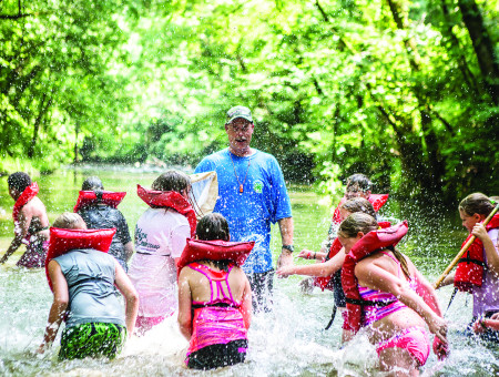 Children playing in the streams. 